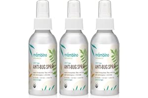 Mambino Organics Anti-Bug Spray, DEET-Free, Organic Mosquito Repellent with Essential Oils, Reef Safe, Face-Safe Protection for Babies, Kids, and Adults, Travel Bug Spray, 2.7oz, 3-Pack
