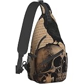 FYCFSLMY Edgar Allan Poe The Raven Skull Outdoor Cross-body Shoulder Bag, Unisex Backpack For Women Men Young Hiking Travel