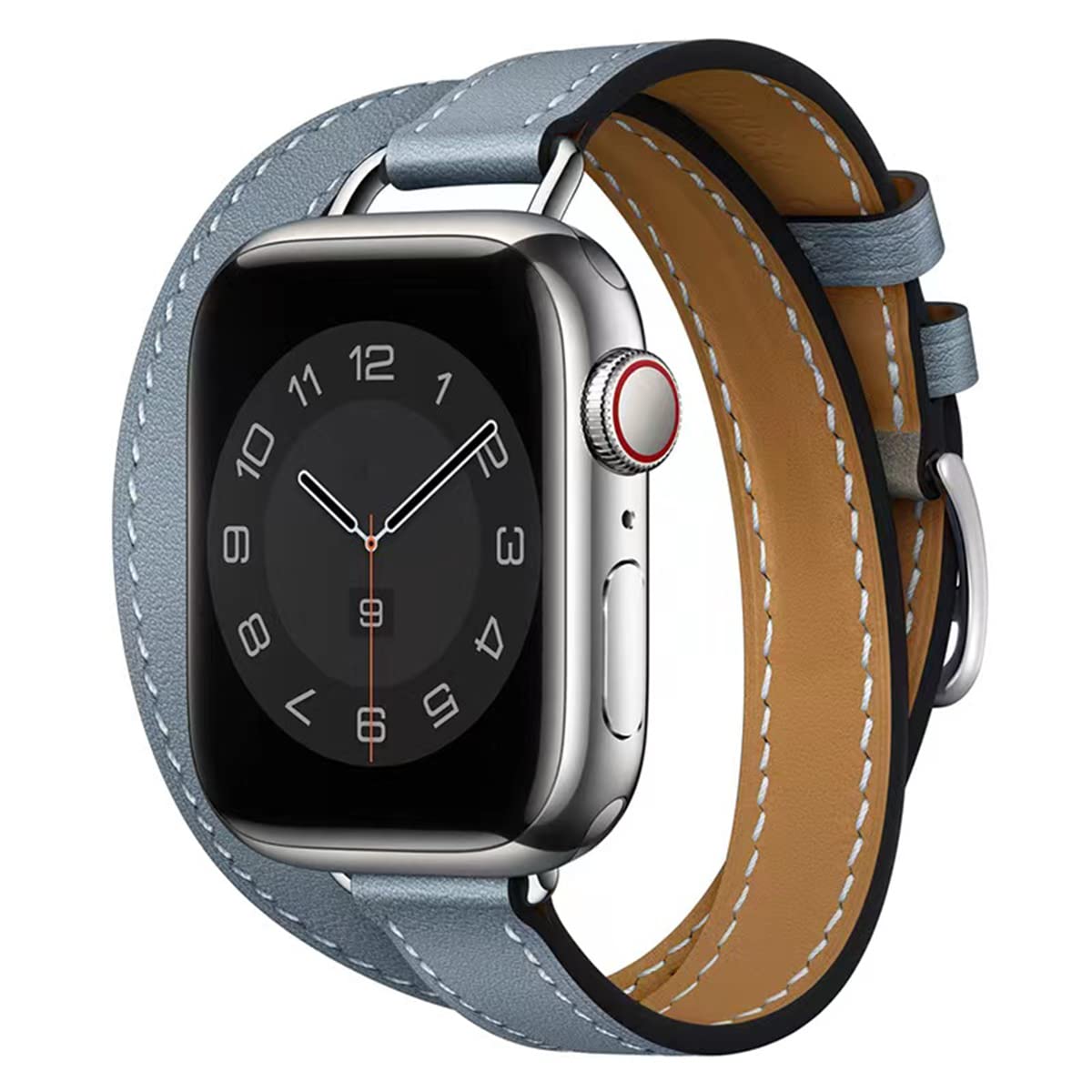 HEYOZURY Compatible con Apple Watch 8 Straps Leather Double Tour Designed Slim 44mm 41mm 45mm 40mm 49mm Leather Genuine Replacement Straps Original for iWatch Series 8/7/6/5/4/3/2/1/SE