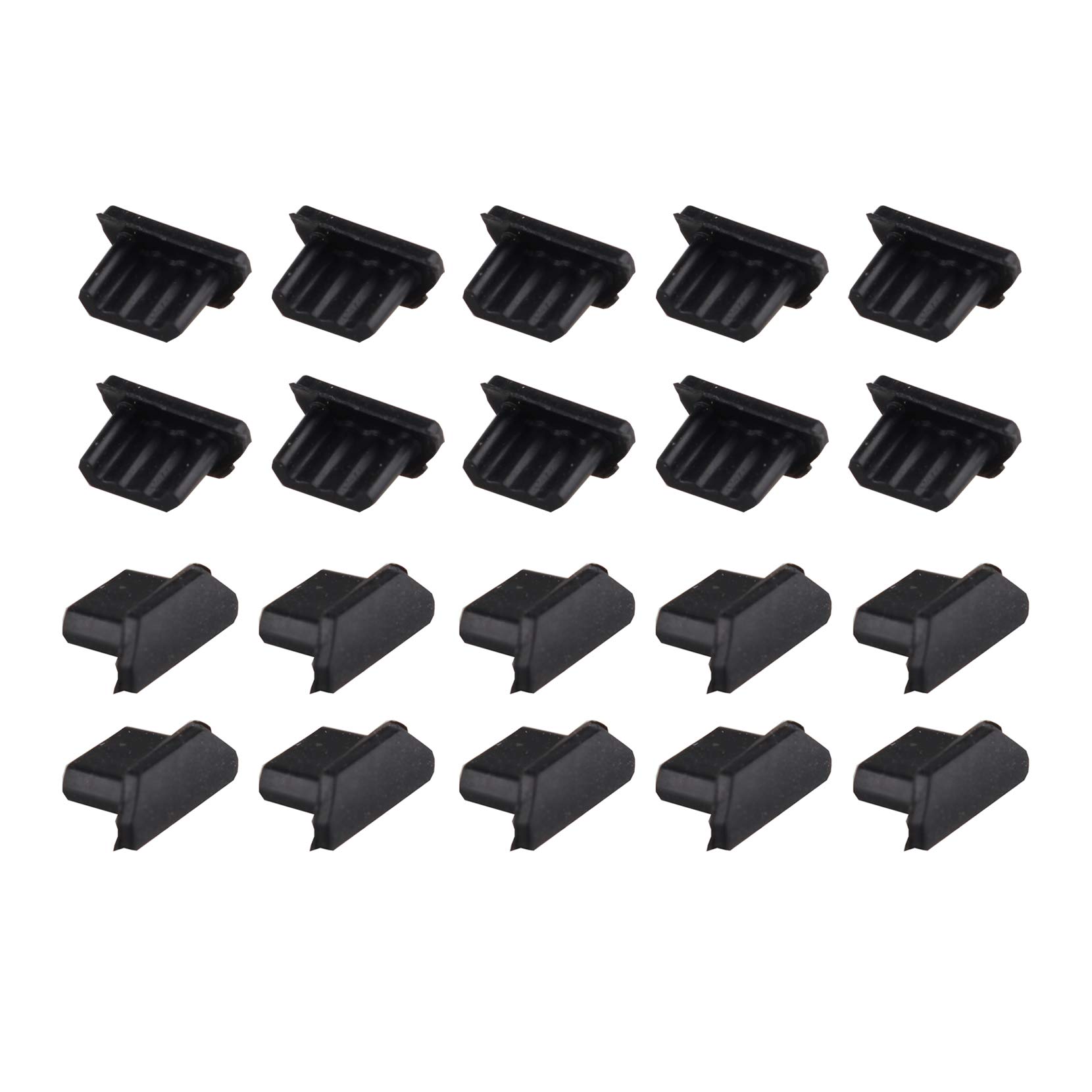 Futheda 20Pcs Silicone Mini USB Micro USB Port Anti Dust Plug Stopper Cap Cover Compatible with Mobile Phone Black