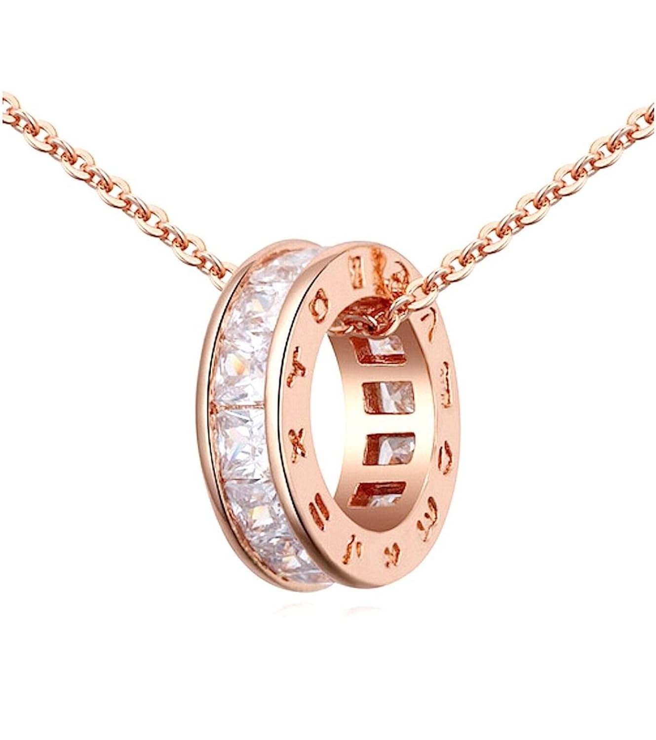Circulo Collar con colgante con Blanco Cristales austríacos de Zirconia k Chapado