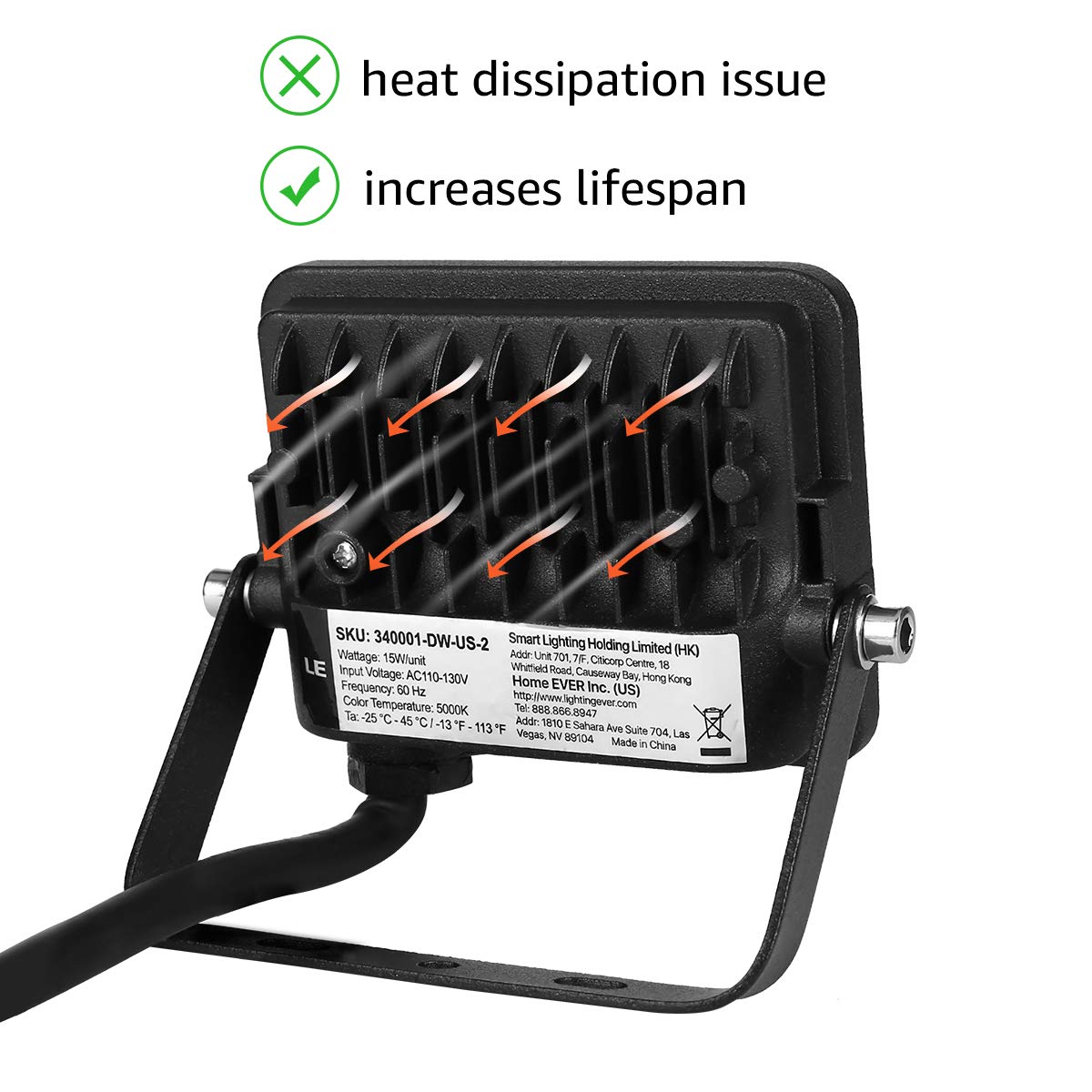 LE Projecteur LED Ultra Mince 15W 1500LM Blanc Froid 5000K Spot LED Extérieur IP65 Etanche Verre Trempé à Grain Fin, Lampe LED Extérieur pour Jardin, Cour, Garage, Entrée