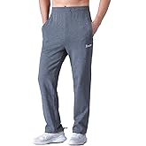 Zoulee Men's Open-Bottom Cotton Track Pants Sweatpants Jogging Pants with Zip Fly