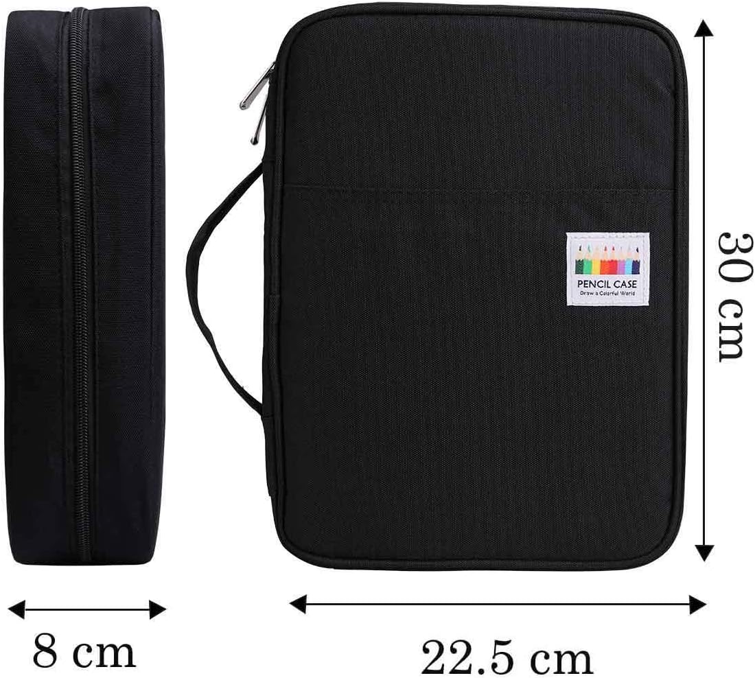JAKAGO Large Pencil Case Big Capacity Holds 220 Colored Pencils,Portable Waterproof Storage Stationery Bag,Great Gift for Women/Man/Student/Artist (Black) - Image 4