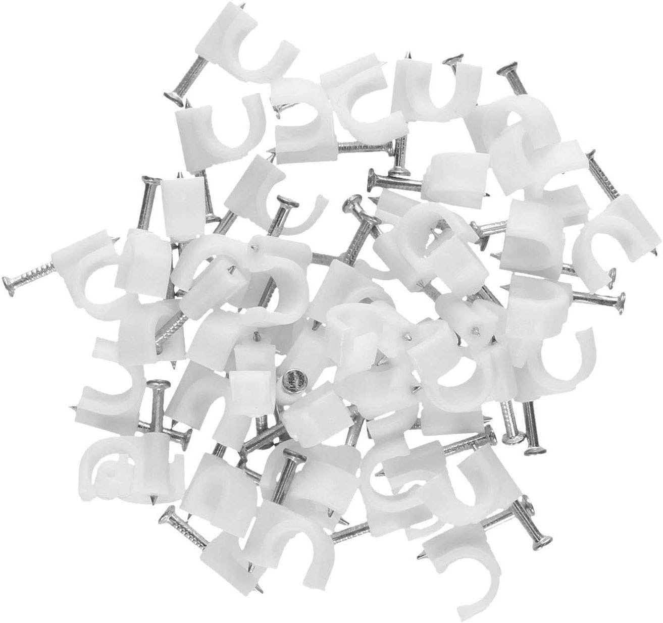 Round Cable Clips, 100Packs Nails Tacks Holder for Organizing Electric