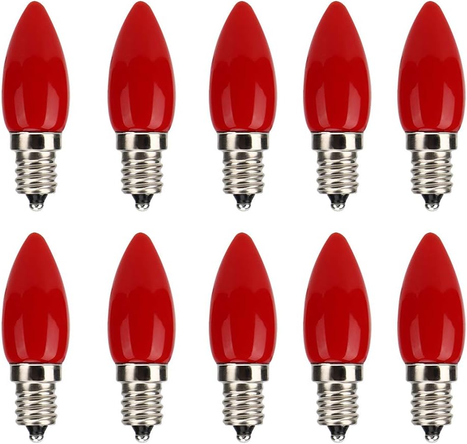 eecoo Retro LED Mini Light Bulb, E12 1.5W AC230V Red Light Candle Bulbs, Soft light Energy Saving Design, for Home Car Lighting Christmas Home Decorative (10Pcs)