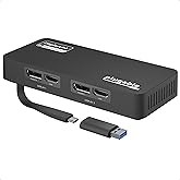Plugable 4K DisplayPort and HDMI Dual Monitor Adapter for USB 3.0 and USB-C, Compatible with Windows