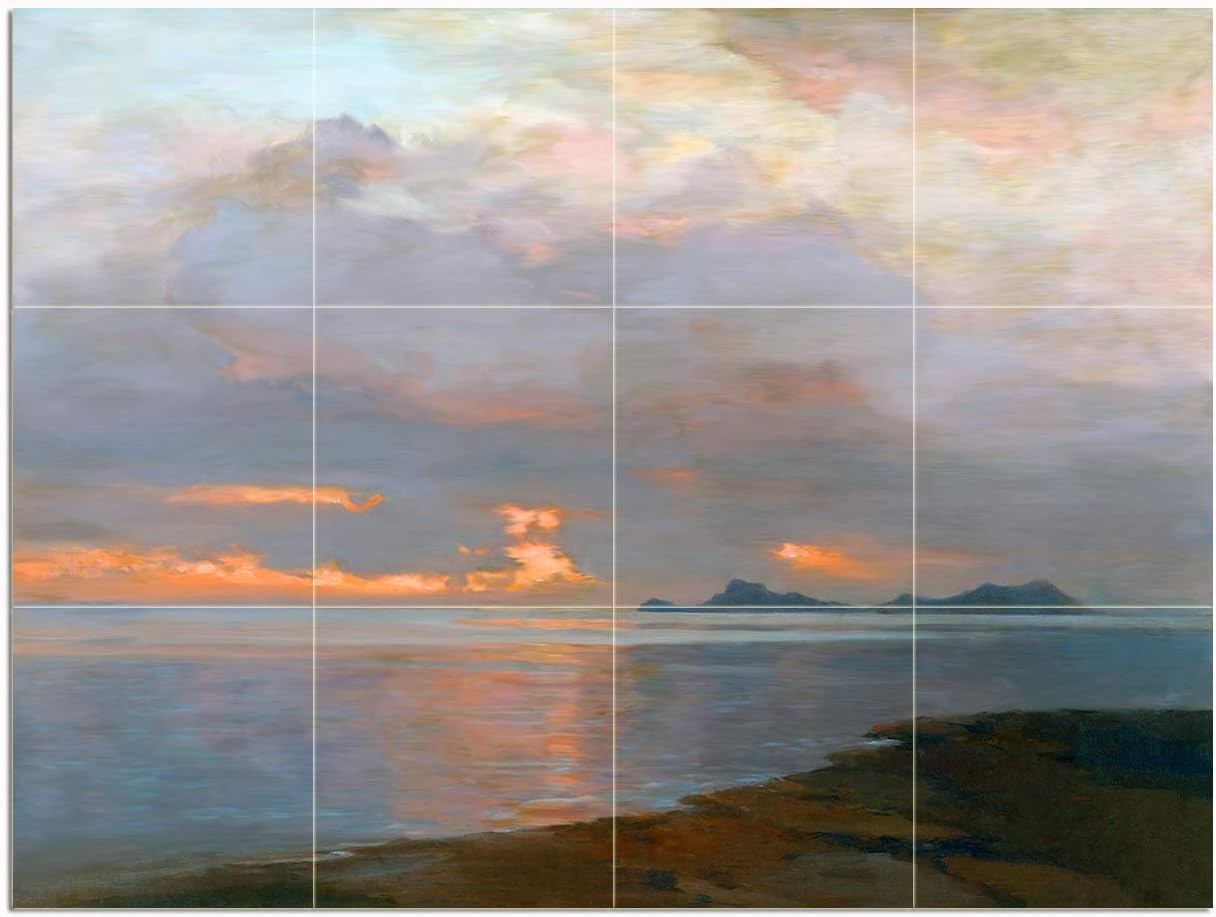 Sunset Ocean Coast A. Hanzen Tile Mural Kitchen Wall Backsplash Marble Ceramic - Picture 15 of 43