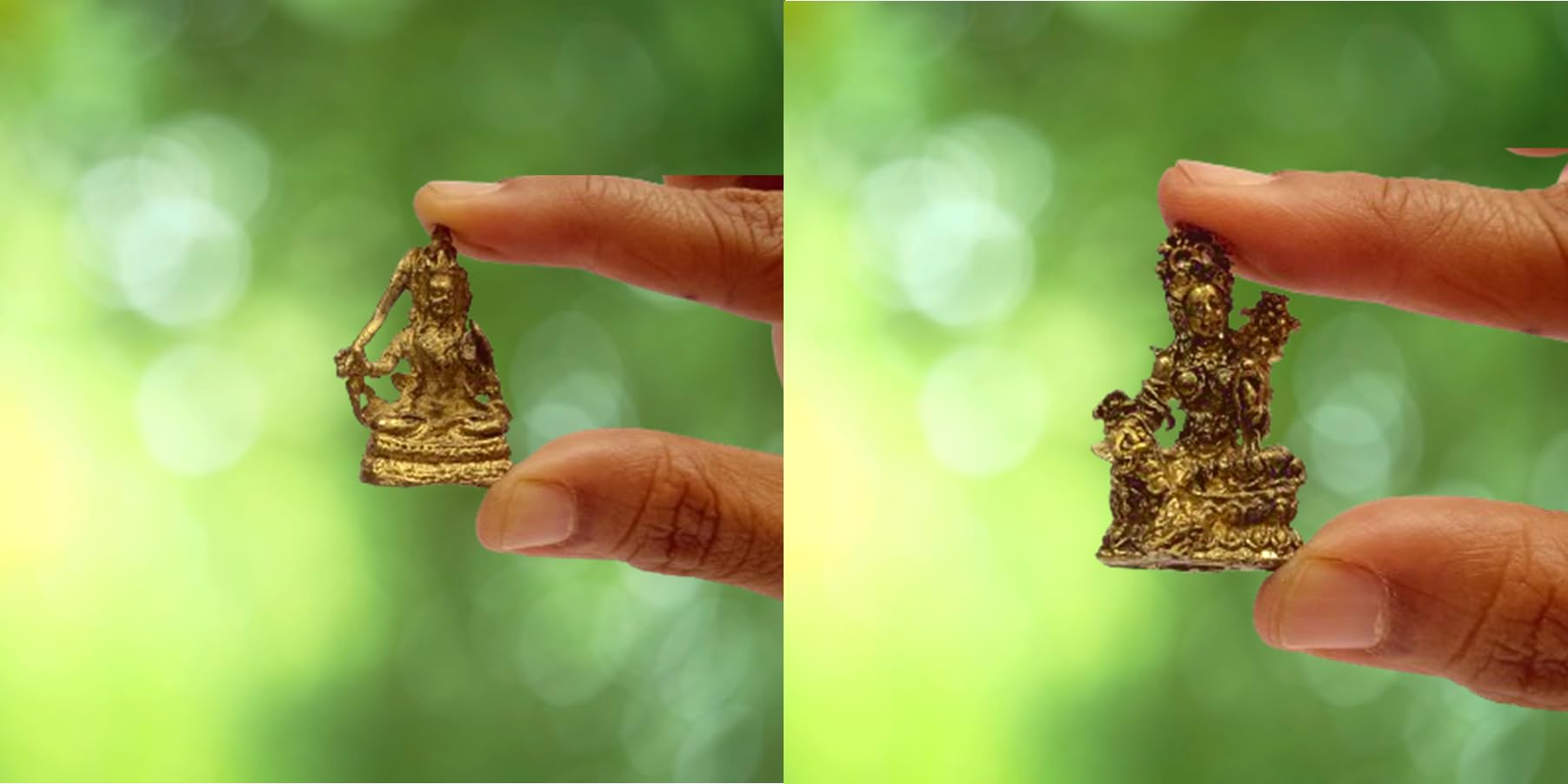 Purpledip Rare Miniature Statue Set Goddess Tara in 2 Different Poses, Unique Collectible Gift (11410)