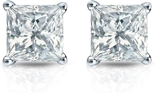 2 Ct Round Earrings Studs Solid 14K White Gold Brilliant ...