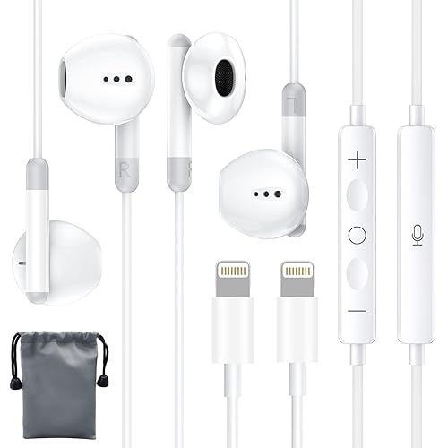 Earbuds Wired for iPhone, Headphones with Lightning Connector No