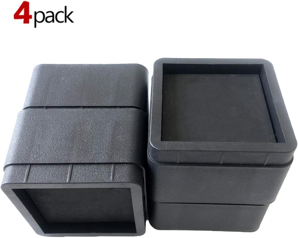 MIIX HOOM Bed Risers Heavy Duty (ABS) 4 Pack Black Square Elevator up