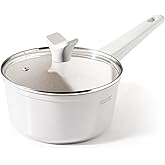 THE ROCK SOHO Ceramic Nonstick Saucepan with Lid, 1.9 Quart Non Toxic Small Pot with PPG Fusion Pro Coating–Nothing Sticks, Never Warps, Lasts Longer, Induction Compatible, PTFE, PFOA&PFAS Free, Cream