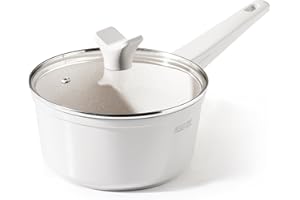 THE ROCK SOHO Ceramic Nonstick Saucepan with Lid, 1.9 Quart Non Toxic Small Pot with PPG Fusion Pro Coating–Nothing Sticks, N