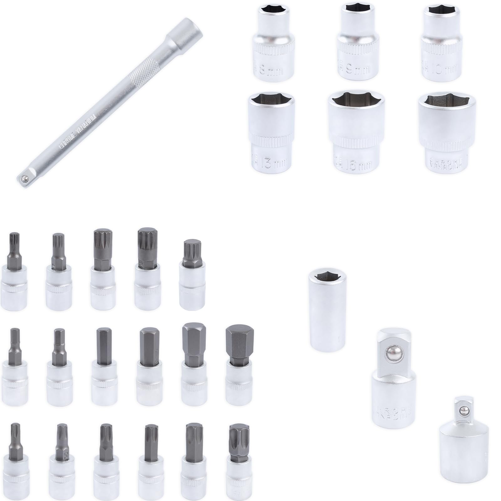 TECPO Motorrad Drehmomentschlüssel Set 3/8" 5-60Nm Schlüssel feine Abstufung 4