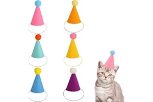 ZHUOJIRONG Mini Pet Birthday Hats, 6 Colors Cute Mini Dog Hats with Felt Cone for Holiday Party Puppies Kittens Costume Hats 