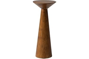 COZAYH 22.8” Tall Round Martini End Table, Walnut – Solid Pine Wood Pedestal Accent Drink Stand with Tapered Base – Farmhouse Modern Furniture for Living Room, Bedroom & Small Spaces