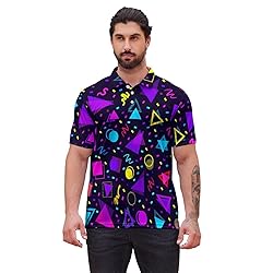 Xdceu Men’s Golf Polo Shirts Retro 80s Print Mens