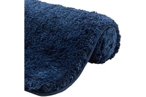 Gorilla Grip Premium Luxury Bath Rug, Absorbent, Soft, Thick Shag, Bathroom Mat Rugs, Machine Wash, Microfiber Dries Quickly, Mats for Bath Room, Shower, Bathtub and Spa Floors, 24x17, Navy Blue