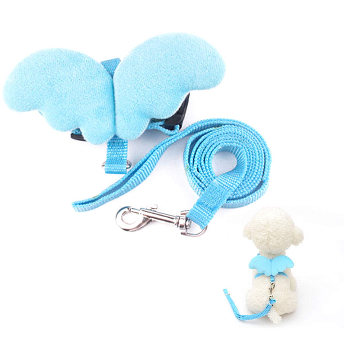 Icecode Cat Lead, Cat Leash with Angel Wings Nylon Strap Leash Adjustable Set of Harness - Best for Kitten (Blue)