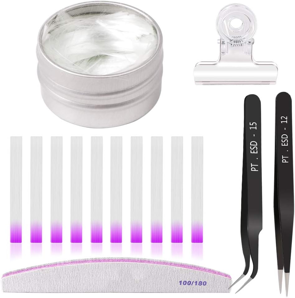 Ownsig Fiberglass Nail Extension Kit, Nail Quick Building Extension Nails Silk Form Acrylic Tips Set (Clear)