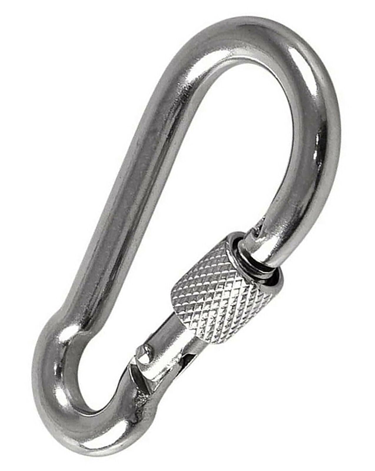 SS8® Carabiner 8x80mm (2 pcs) Locking Clip Hook Steel Heavy Duty Clips Lock Screw