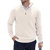 LIFROWI Mens Quarter Zip Pullover Sweater Slim Fit Long Sleeve Knit Lightweight Mock Neck Casual Polo Sweater