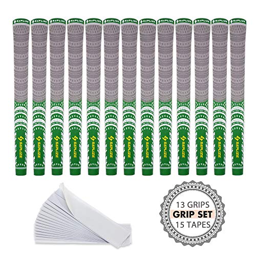 Jaya Golf Grips with Tape, Golf Club Grips, Corded Rubber, Midsize, Green, Set of 13 Grips