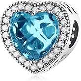 MICOO 925 Sterling Silver Sparkling Clear Charms Beads, Heart-shaped Circular Design With Cubic Zirconia Fit Pandora Original Bracelet Necklace, Gift for Women