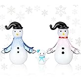 Tioncy Set of 3 Mini Snowman Christmas Crystal Glass Snowman Figurines Collectibles with Top Hat Clear Christmas Decor Paperweight Xmas Crystal Figurine Gifts for Birthday Party Decoration