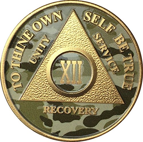12 Year AA Medallion Camo Gold Plated Anniversary Chip Camouflage Color