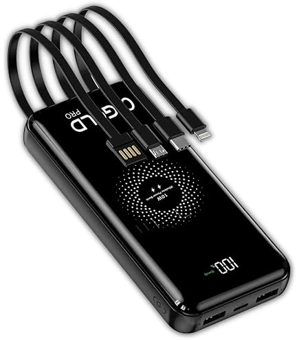Carregador Portátil 20000mah Indução Power Bank 4 em1 Bateria