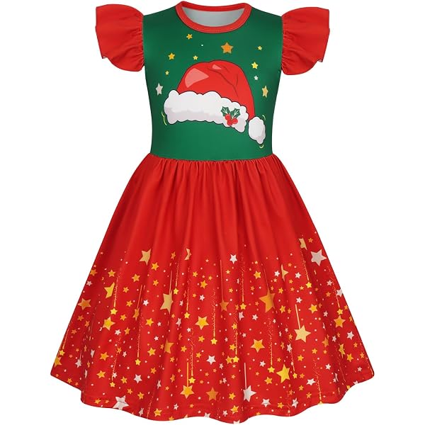 YiZYiF Kids Girls Christmas Elf Costume Figure Ice Skating Ballet Dance Tutu Dress With Hat Dancewear Red A 14