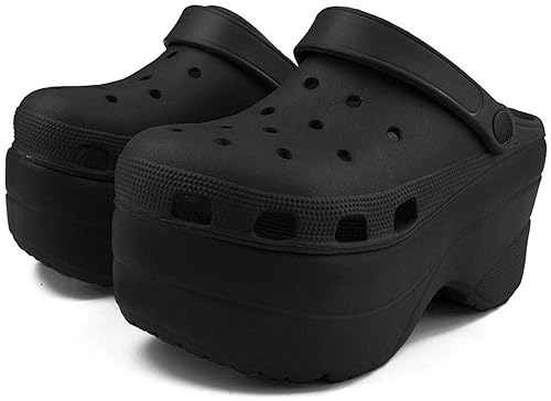 black platform clogs