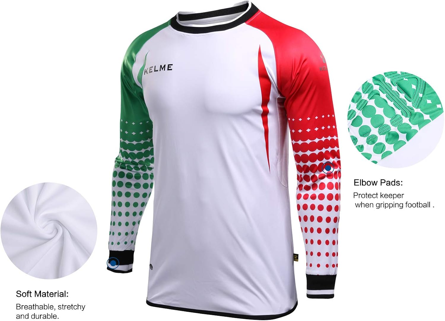 KELME Padded Goalkeeper Uniform, Men Soccer Goalie Shirts and Shorts, Youth Keeper Long Sleeve Jersey with Pants Set Bundle : Clothing