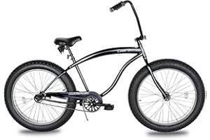 MICARGI Luxe 26-inch Beach Cruiser Bike, 1-Speed, High Rise Handlebar, Three Piece Cranksets, Fat Alloy Rim 80mm,26x4.0 Fat Tire Bike, Bike for Adults, Complete Cruiser Bikes