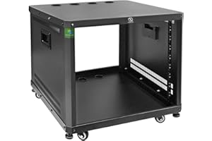 RIVECO 9U Network & Audio Rack with Feet & Wheels, Obtuse Angel Server Rack Cabinet, Rolling Studio Rack Case with Adjustable Depth Rails for 19" Stereo Recording & IT Equipment Mounting 1PCS