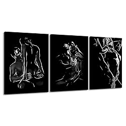 Black White Line Wall Art for Bedroom Abstract