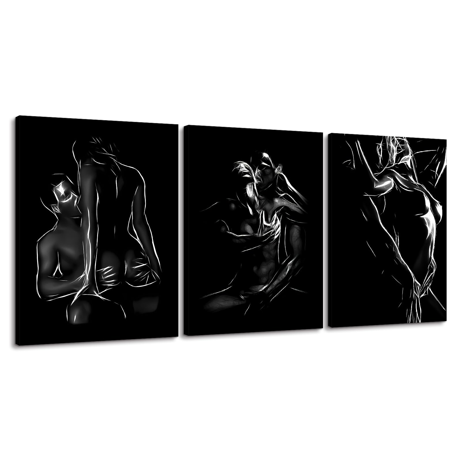 Black White Line Wall Art for Bedroom Abstract