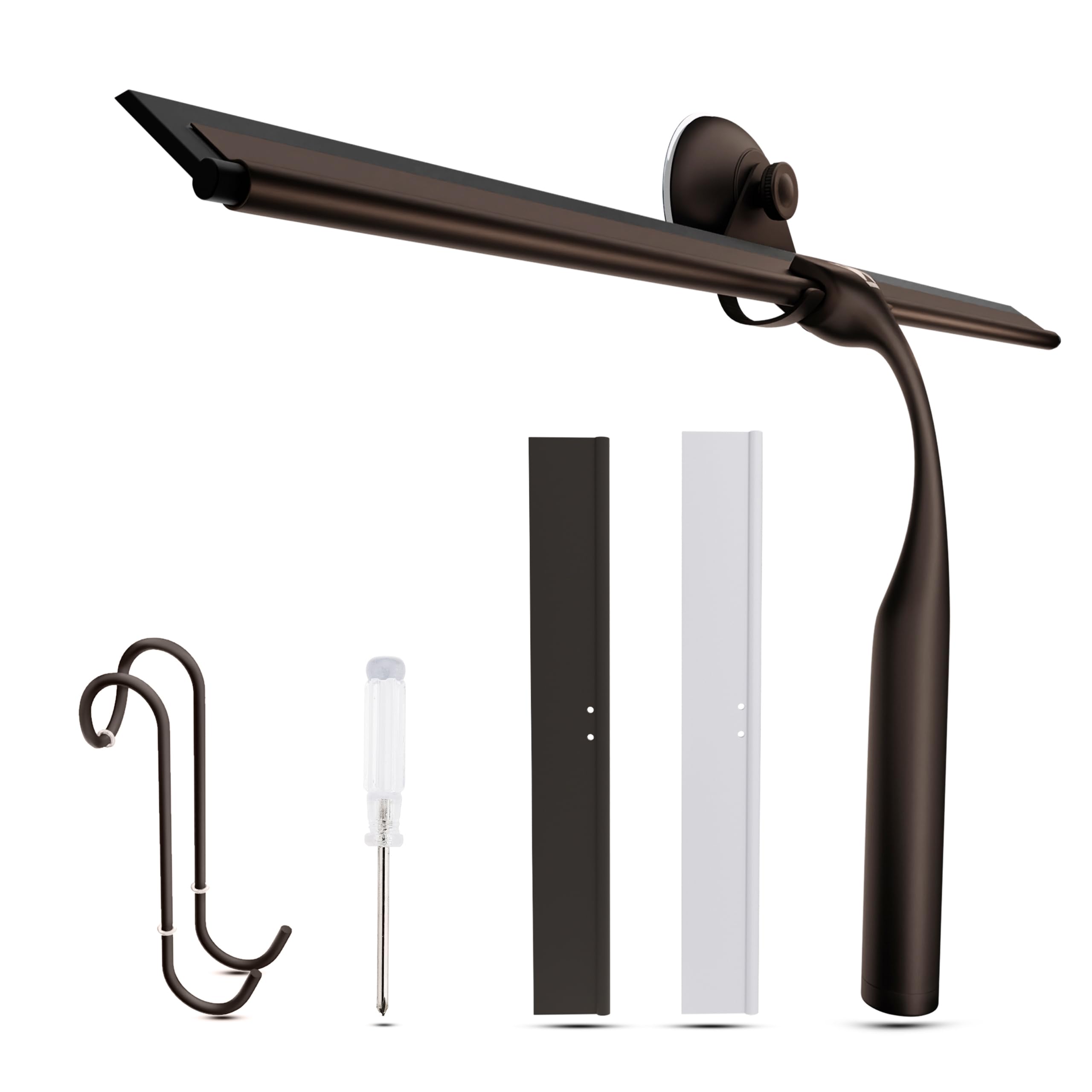 Wunset 35 cm Shower Squeegee, Large Bronze Window Squeegee - 6 Pieces Set Including 2 Replacement Silicone Lips, Squeegee Shower Cleaner for Shower Doors and Various Smooth Surfaces (35 cm, Bronze)