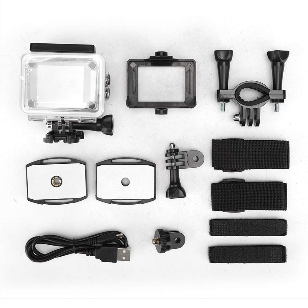 1080P Action Camera Waterproof Underwater 98ft Video Sports Cam with 2in LCD Screen Rechargeable 900mAh Batteries and Mounting Accessory Kits