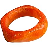 Nexoluxa Chunky Acrylic Transparent Candy Color Geometric Round Square Cuff Bangle Bracelet Set for Women Resin Wristband Statement Jewelry