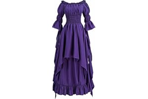 LTAKK Renaissance Dress Women Medieval Costume Victorian Dresses Pirate Skirt Fairy Witch Dress