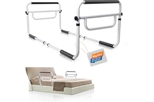 BigAlex Adjustable Bed Rails with U Bar Design, Safety Double Guard Rails for Seniors and Disabled, Medical Grade Support for