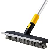 Yocada Floor Scrub Brush Telescopic Handle 2 in 1 Scrape Brush 55.9 inch | Stiff Bristle Shower Scrubber for Cleaning Patio B