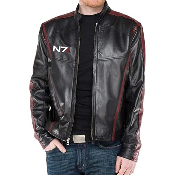 N7 Leather Jacket - Mens Commander Shepard Game Café Racer