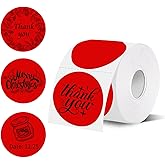 2 Inch Red Round Thermal Labels, Self-Adhesive Direct Printer Stickers for DIY Logo Design, Name Tag (500/Roll)
