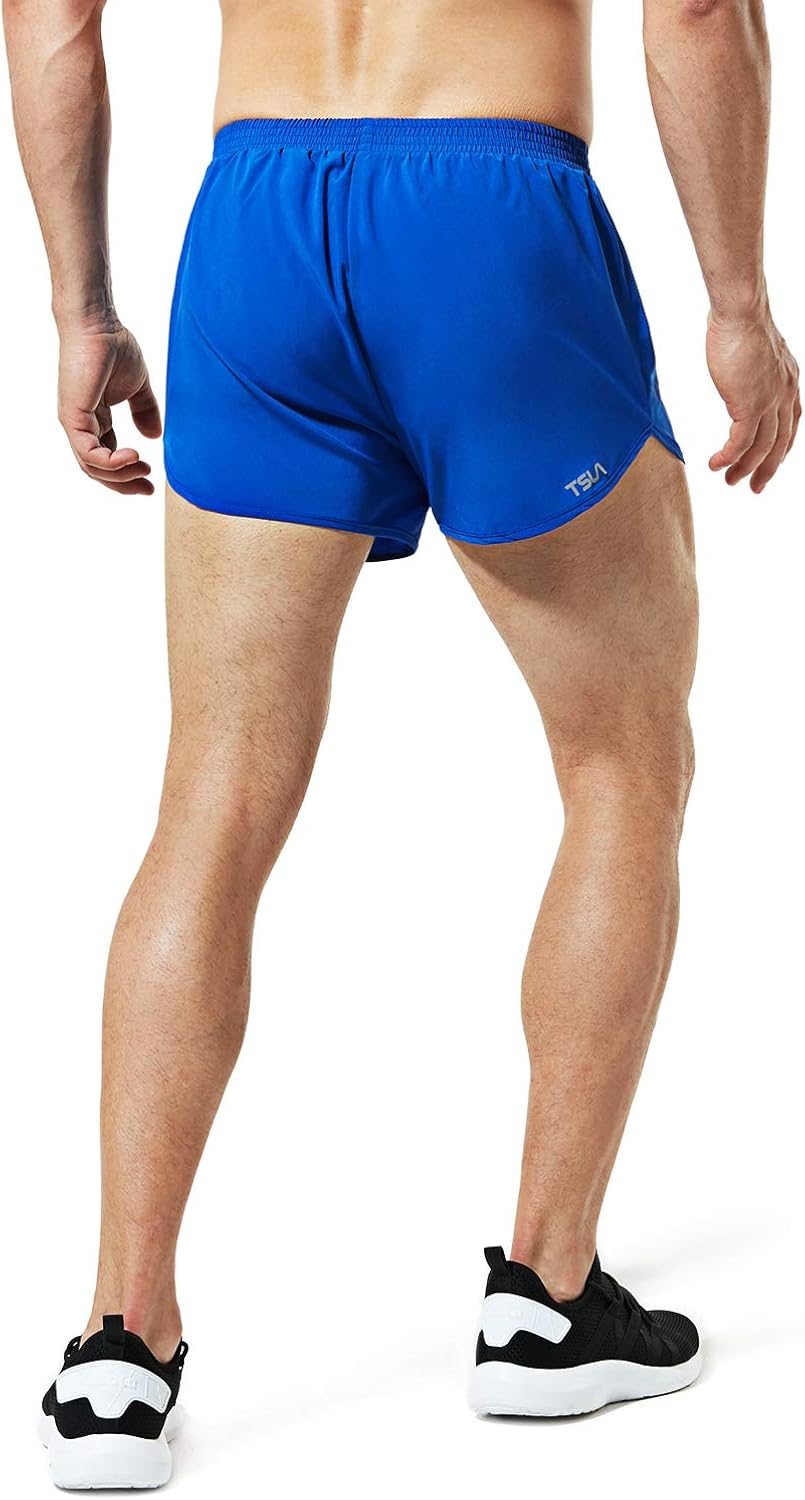 TSLA Men's Active Running Shorts, 3 Inch Quick Dry Mesh Jogging Workout Shorts, Gym Athletic Marathon Shorts with Pockets: Clothing