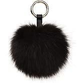 Genuine Fox Fur Pom Pom Keychain Bag Purse Charm large Fluffy Fur Ball Keychains