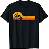 Retro Bowling 70s Bowler Sunset Vintage Bowling Lover T-Shirt